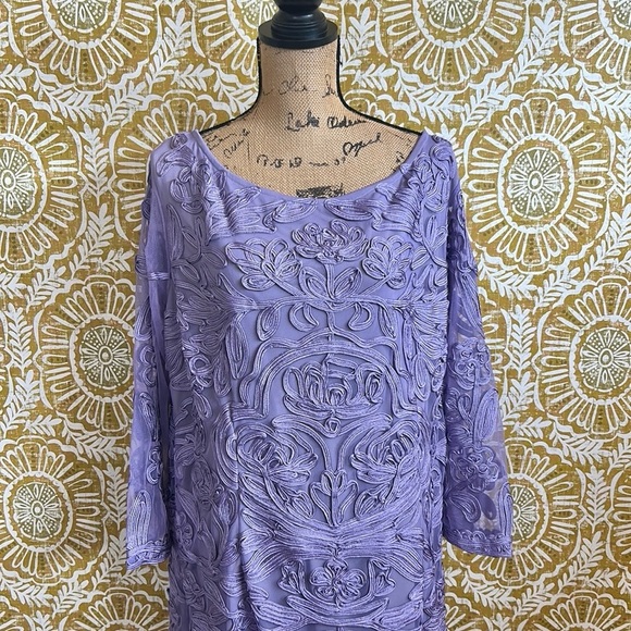 JS Collections Soutache Boatneck Bell Sleeve Cocktail Dress in Royal Sky Sz 22W - Picture 8 of 12